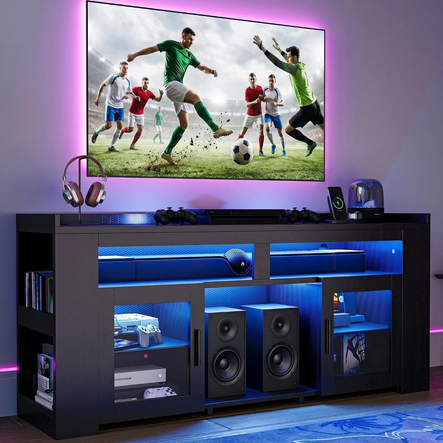 Gaming Console Room - Meja TV dengan Stasiun Pengisian Daya