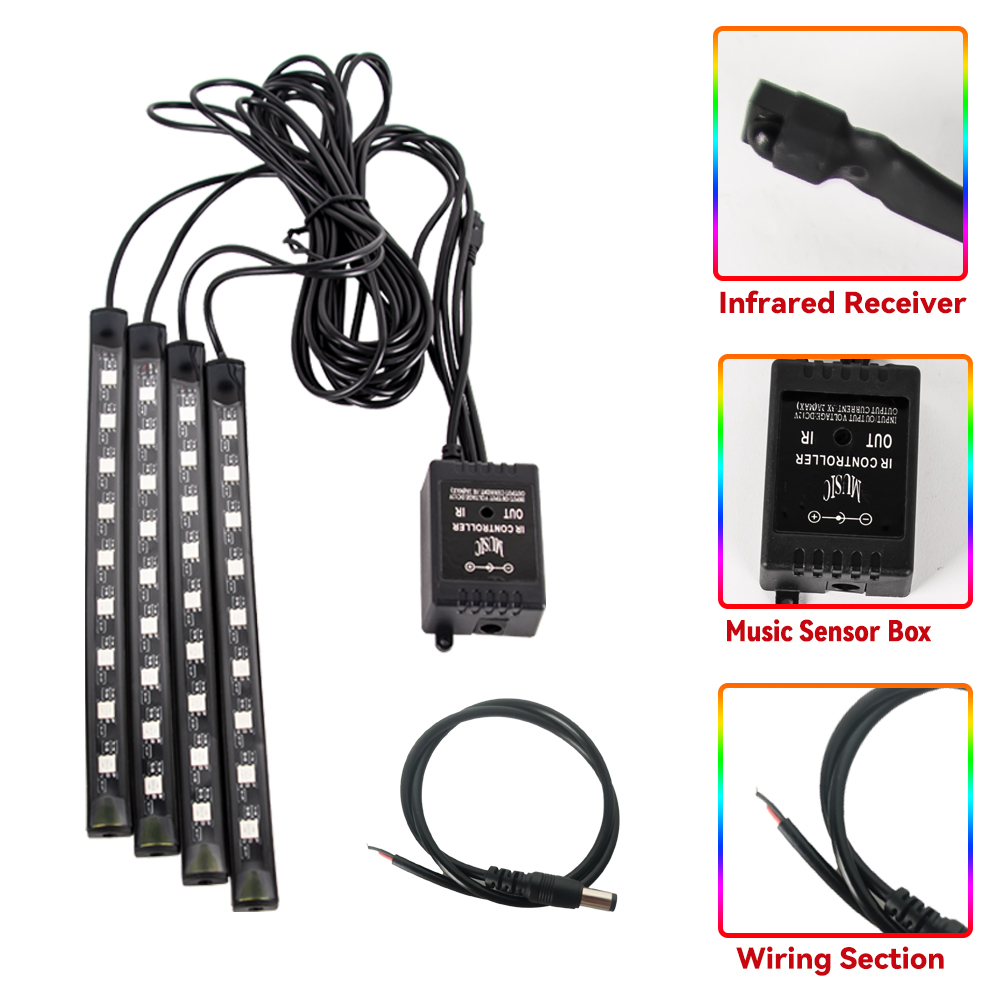 Lampu dekorasi mobil, 12V 4IN1 - Led Gaming Light Strip ulasan dan harga