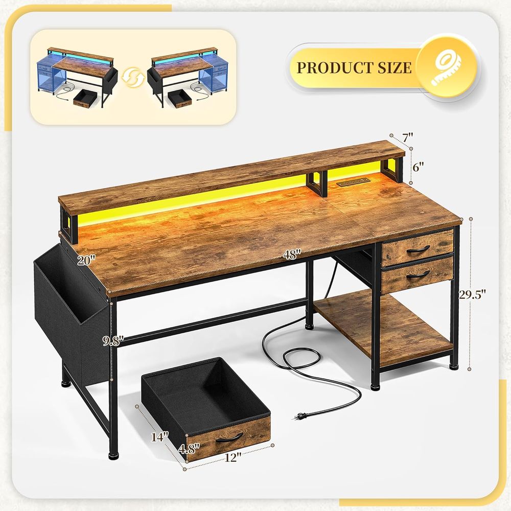 Meja Gaming Compact 48 dengan  - Led Gaming Light Strip ulasan dan harga