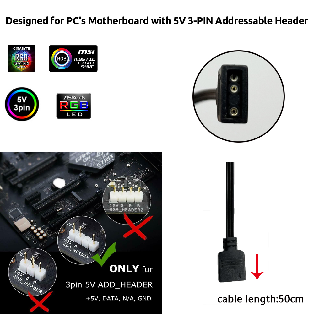 Header 5V ARGB 3Pin untuk Asus - Led Gaming Light Strip ulasan dan harga